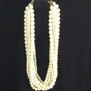 Faux pearl strands necklace